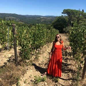 XS ZARA ORANGE/RED MAXI DRESS